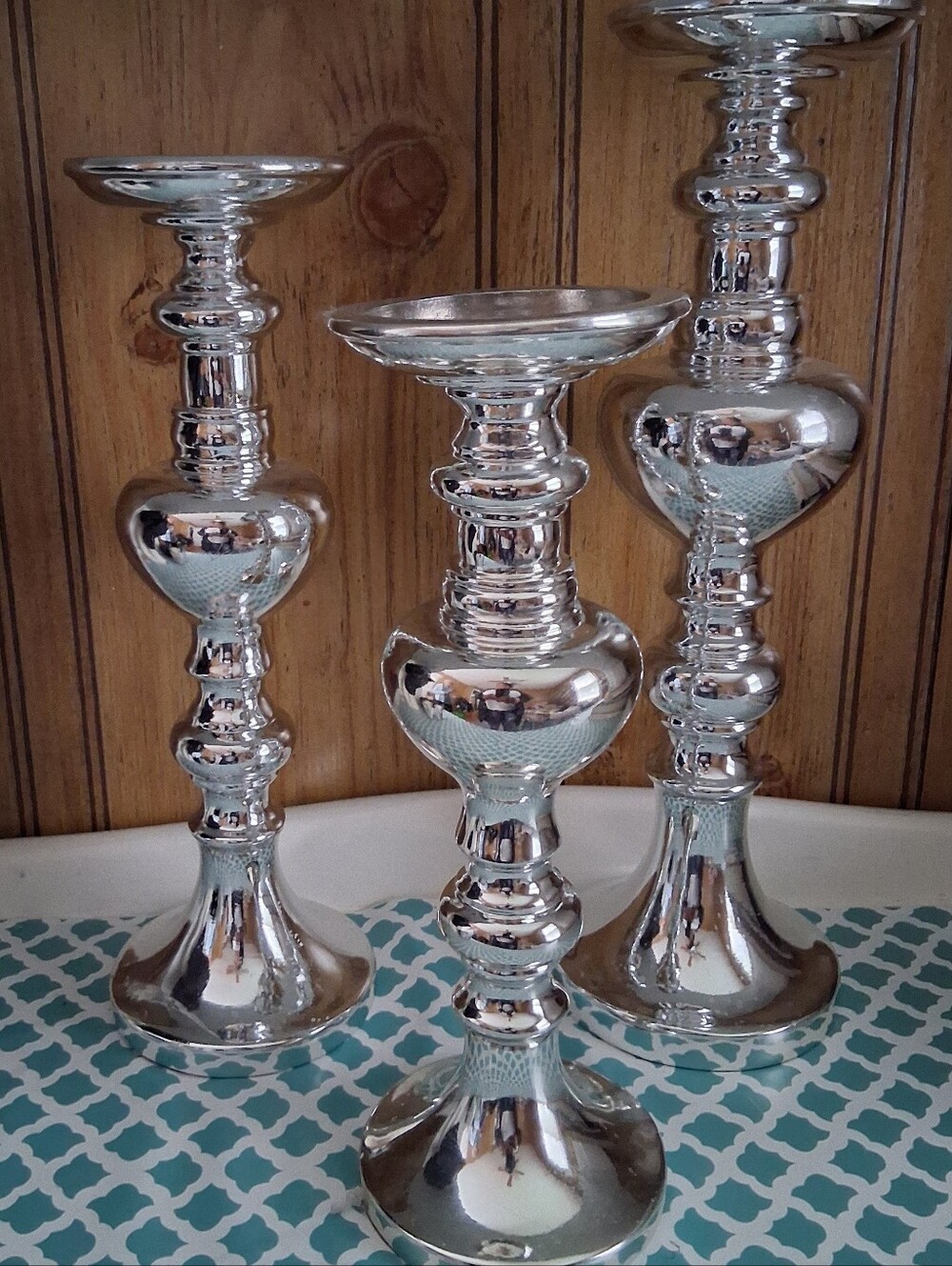Silver Decorative Metal Candle Holders - Elegant Home Accent